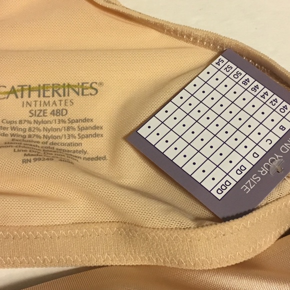 Catherines Front Close Racerback Bra Underwire T-Shirt Beige Plus Size 48D - Picture 3 of 3